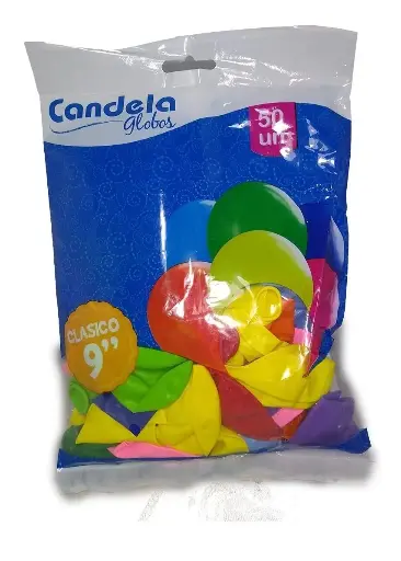Globo Candela 9" Surtiado x 50 un