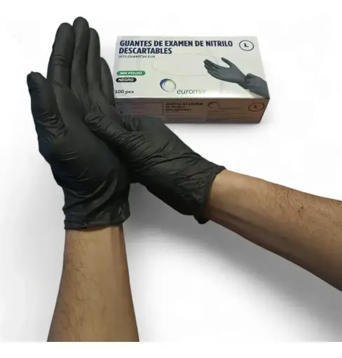 Guantes Nitrilo NEGRO "M" x100u 